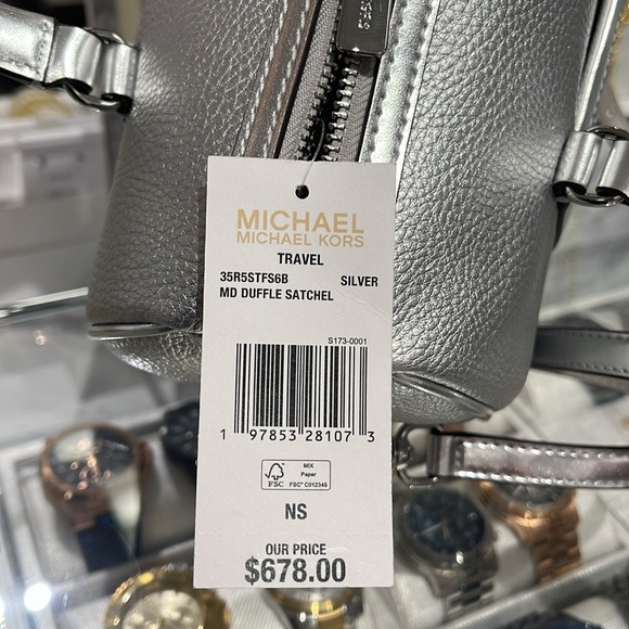 MICHAEL KORS JST MD DUFFLE TOP ZIP SATCHEL SHOULDER CROSSBODY BAG MK SILVER
PEBB - Picture 9 of 16